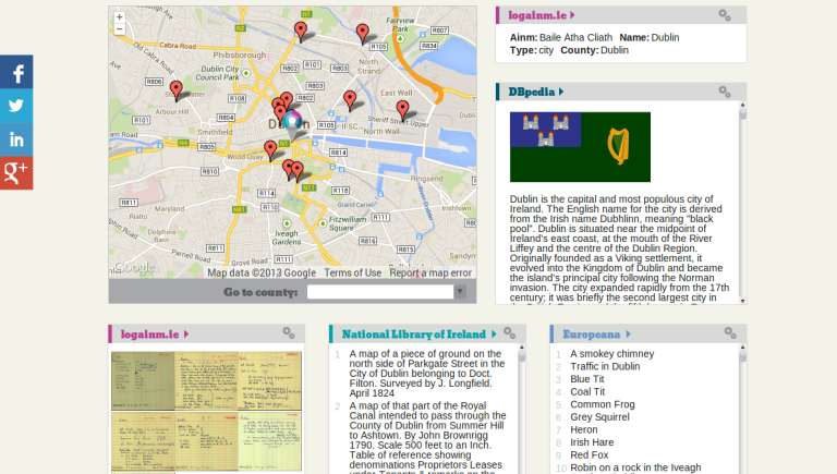 Europeana Linked Open Data feeds Irish place name database